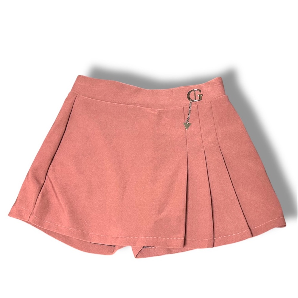 Pink Pleated Skort with Logo Charm